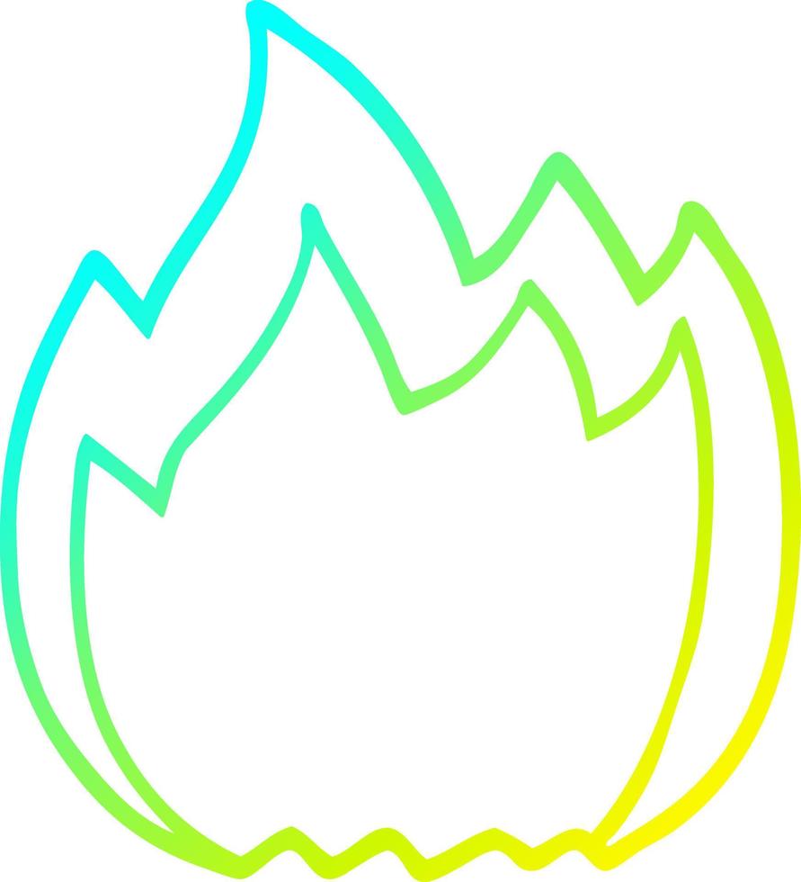 cold gradient line drawing cartoon open flame vector