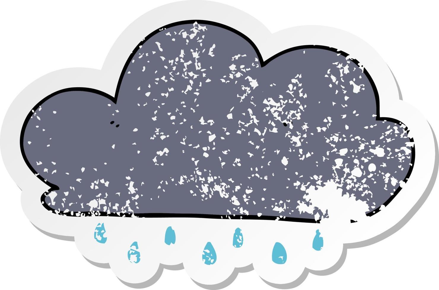 distressed sticker of a cartoon rain cloud vector