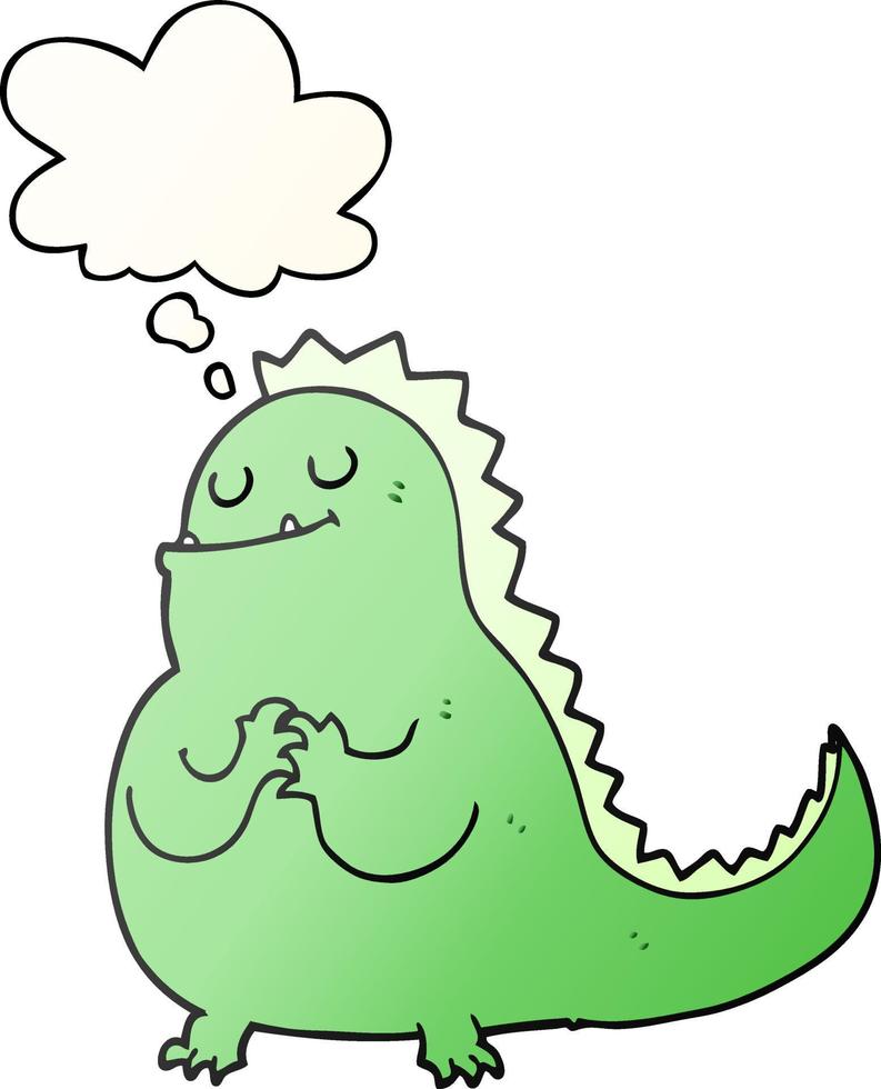 cartoon dinosaur and thought bubble in smooth gradient style vector