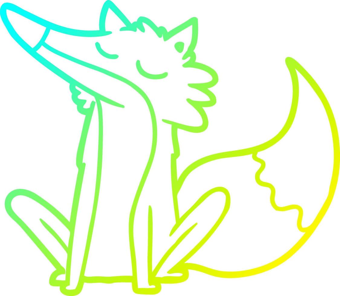 cold gradient line drawing cartoon wolf vector