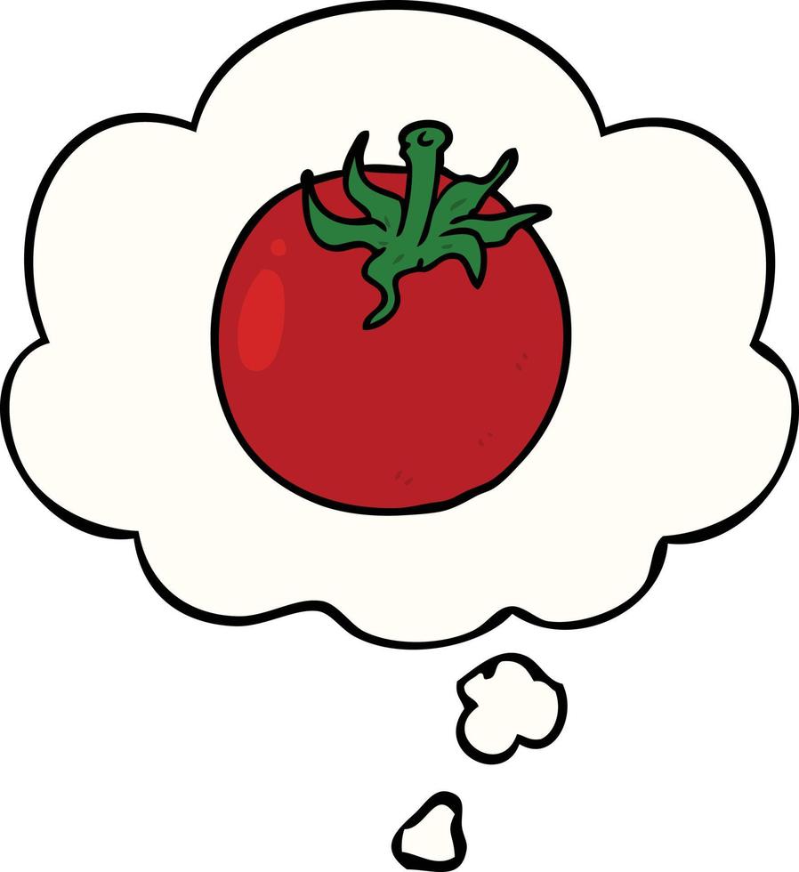 tomate de dibujos animados y burbuja de pensamiento vector