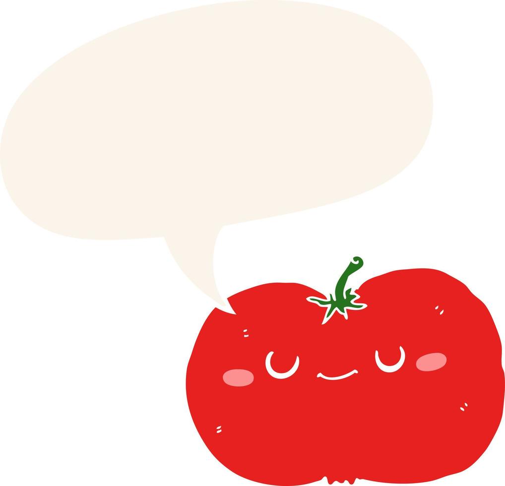 cartoon apple and speech bubble in retro style vector