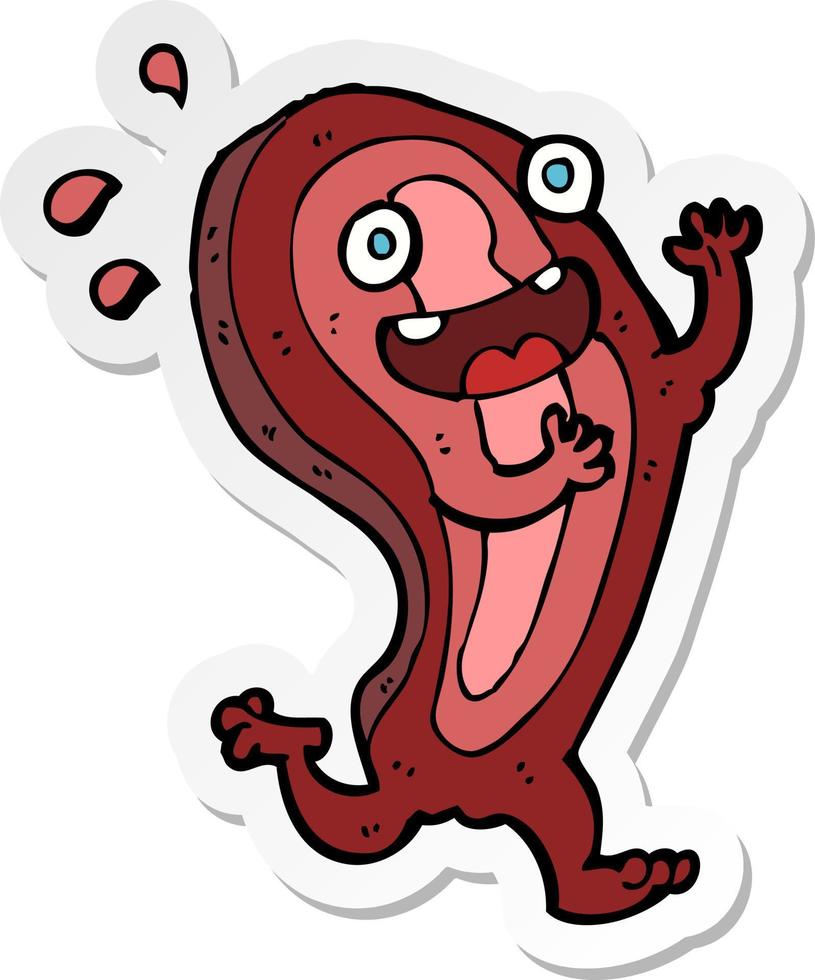 sticker of a meat cartoon character vector