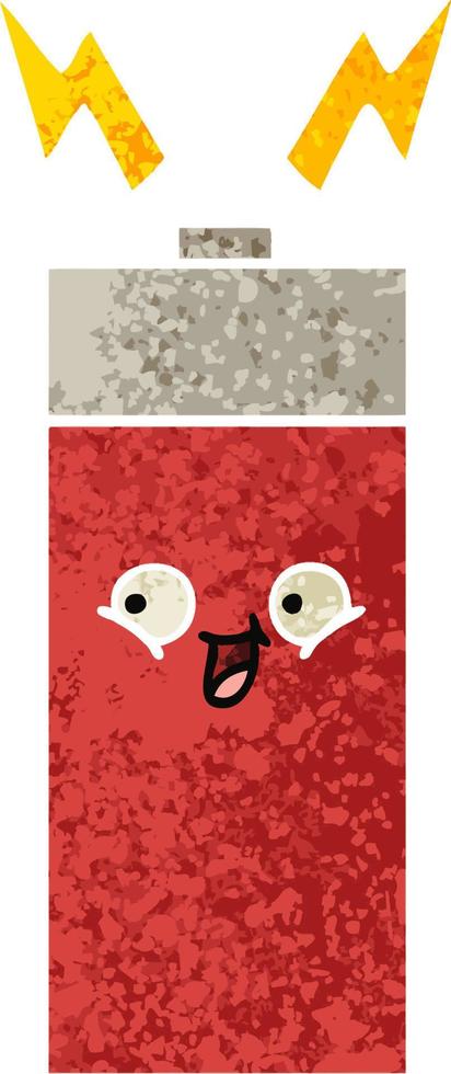 retro illustration style cartoon battery vector