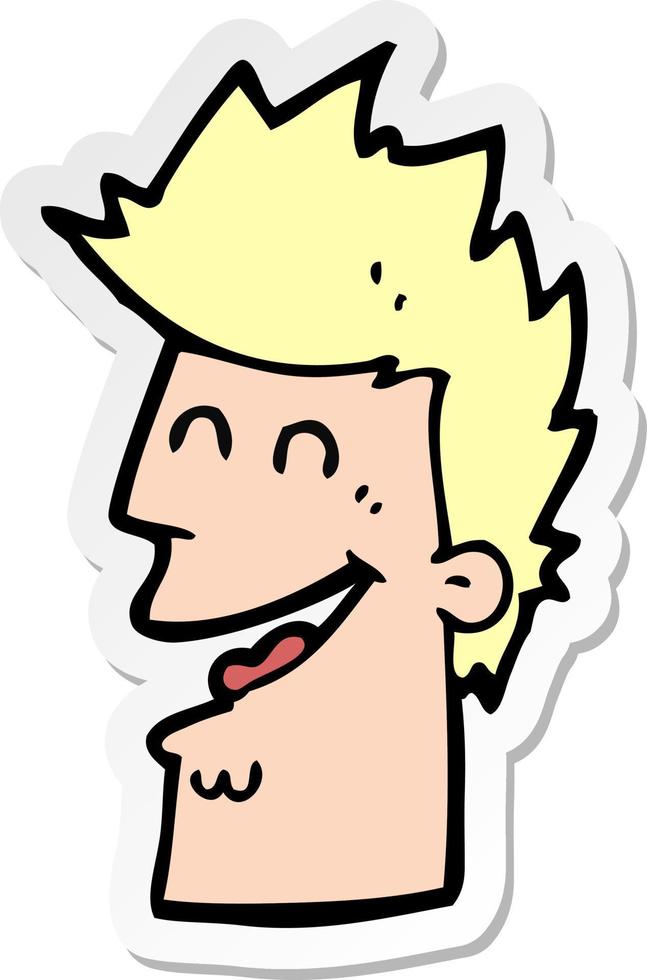 sticker of a cartoon happy man vector