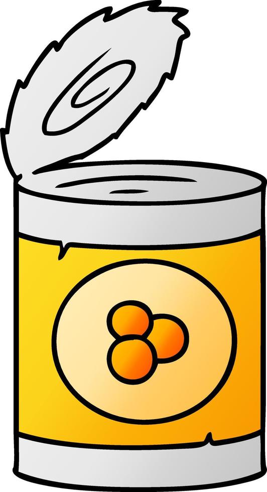 gradient cartoon doodle of a can of peaches vector