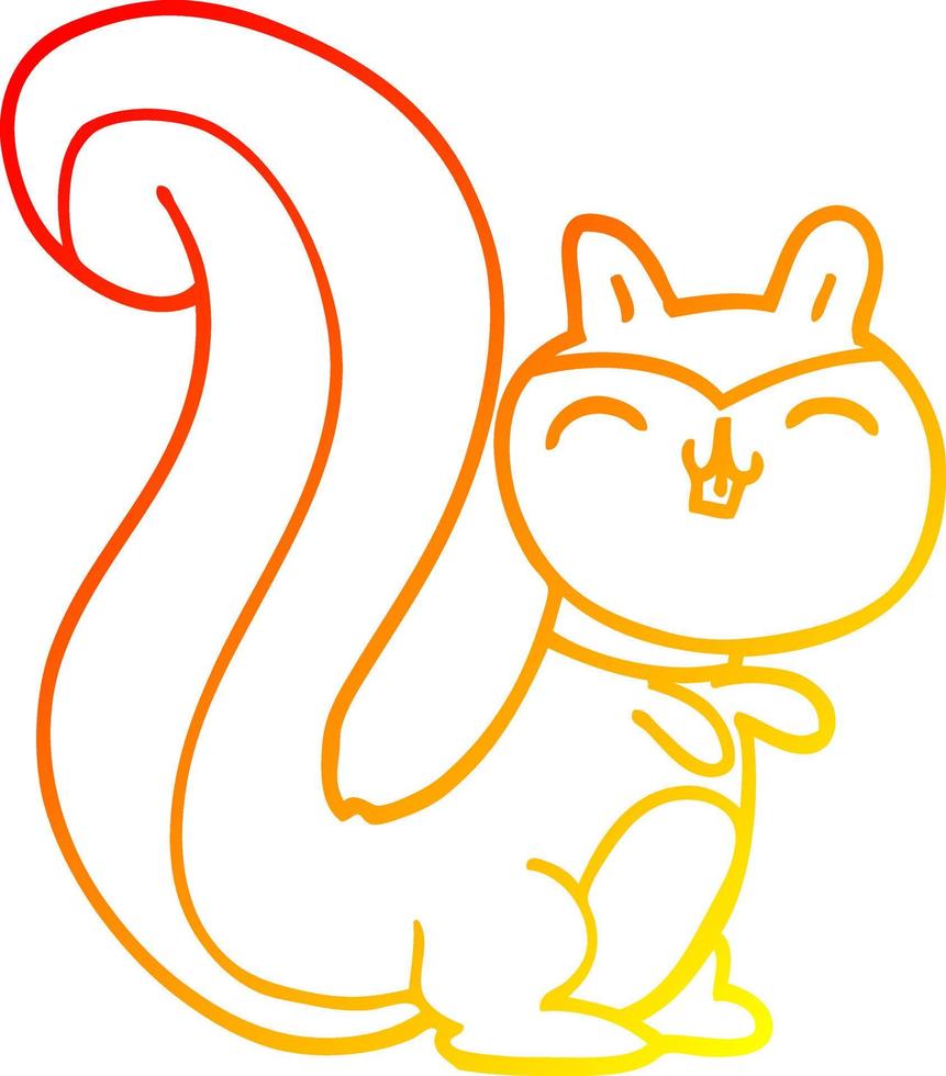 warm gradient line drawing cartoon happy squirrel vector