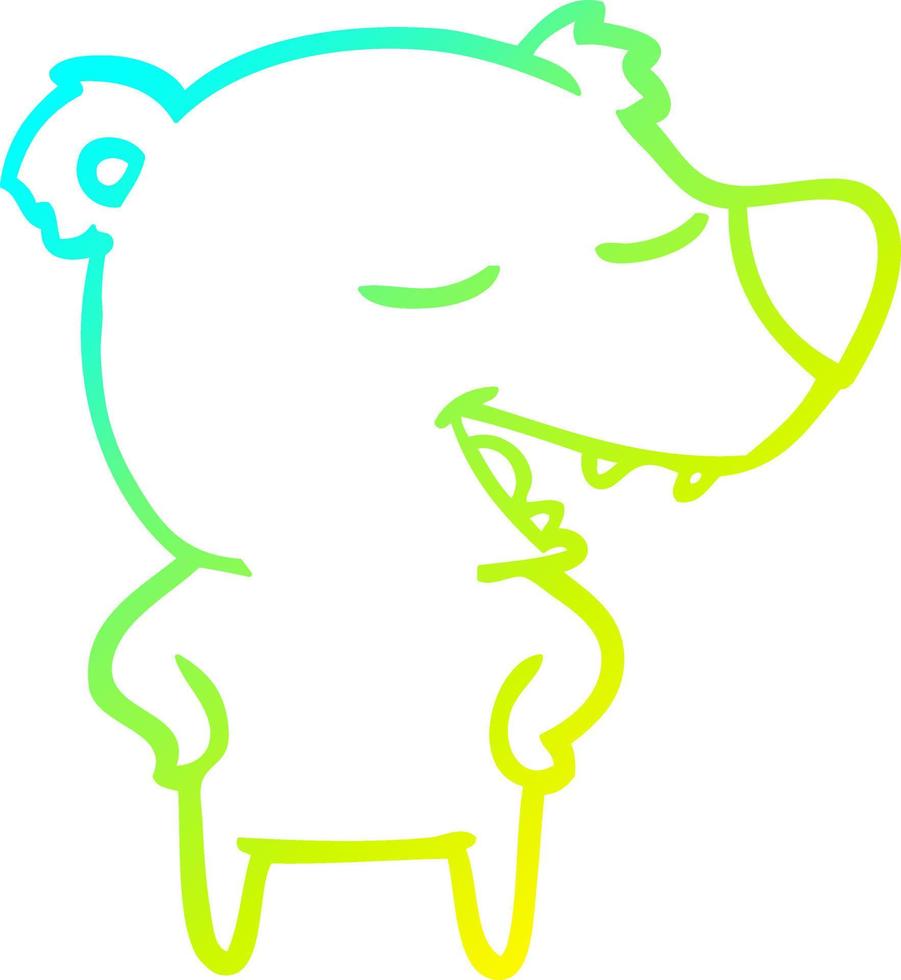 cold gradient line drawing cartoon bear vector