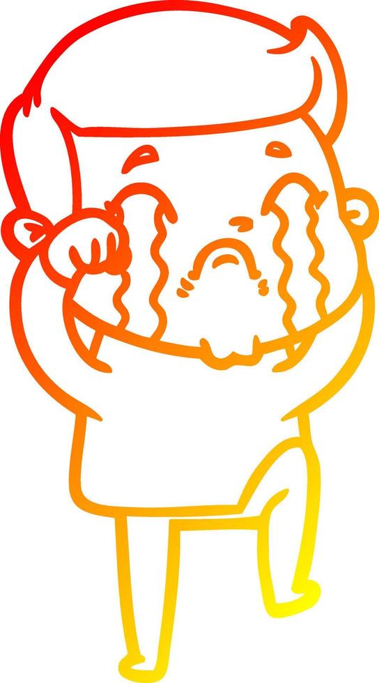 warm gradient line drawing cartoon man crying vector