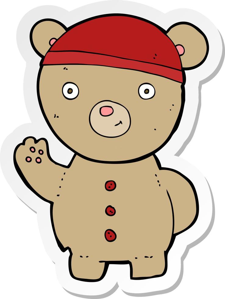 sticker of a cartoon teddy bear vector