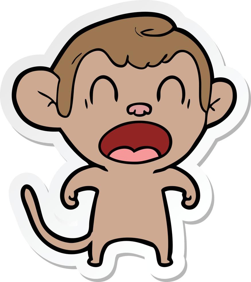 sticker of a shouting cartoon monkey vector