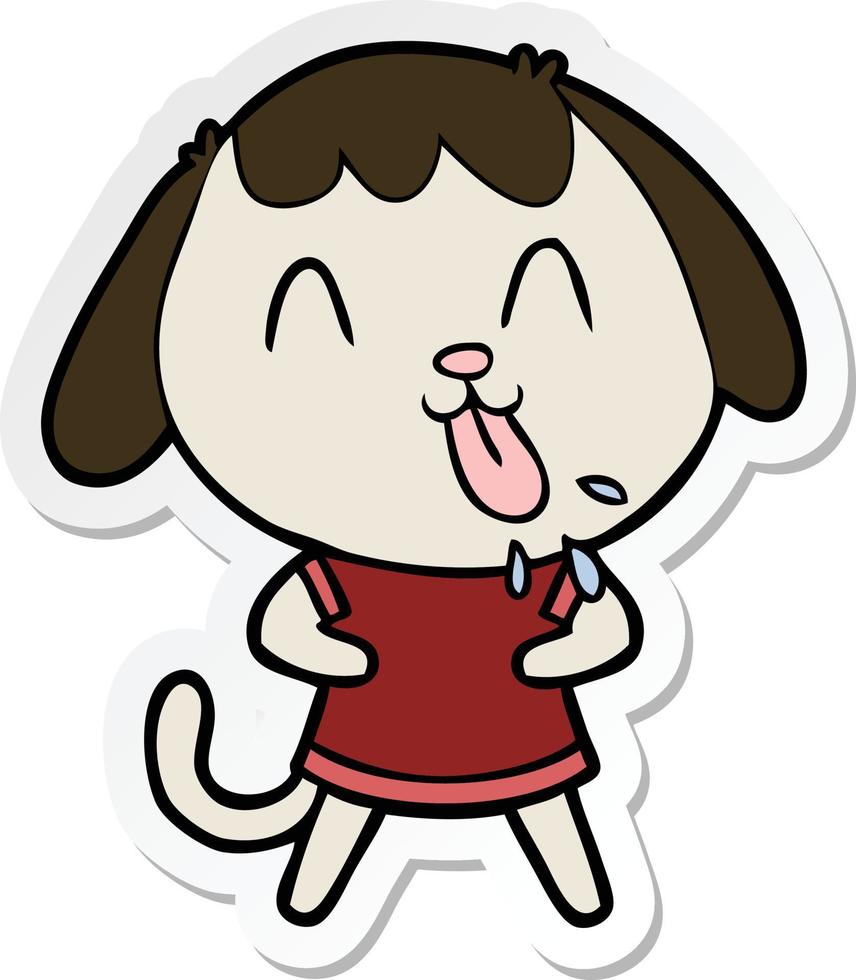 sticker of a cute cartoon dog vector