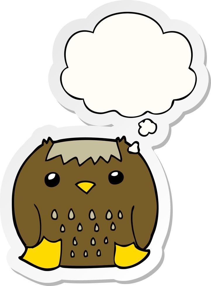 cartoon owl and thought bubble as a printed sticker vector