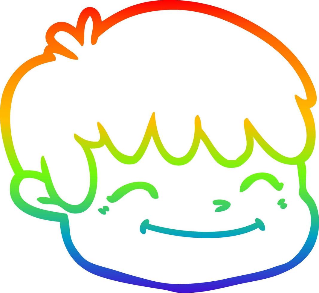 rainbow gradient line drawing cartoon male face vector