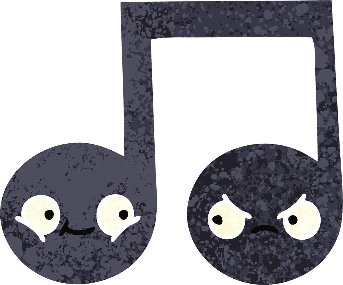 retro illustration style cartoon musical note vector