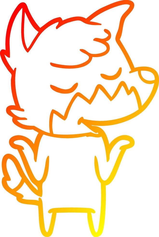 warm gradient line drawing friendly cartoon fox vector