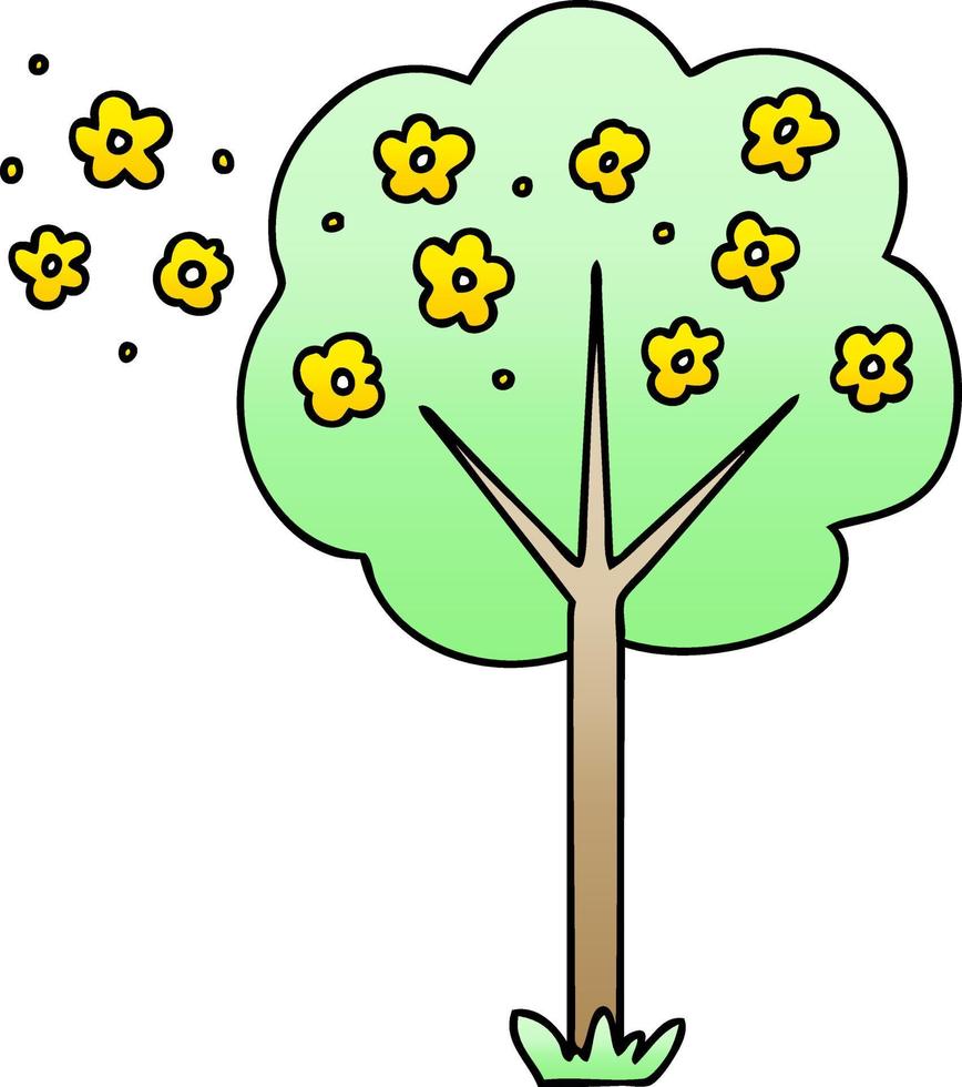 árbol de dibujos animados sombreado degradado peculiar vector