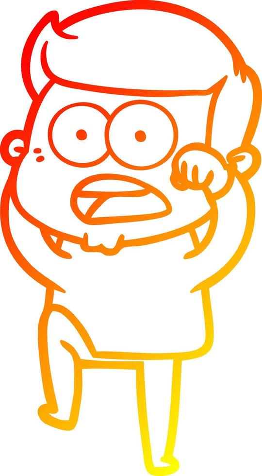 warm gradient line drawing cartoon shocked man vector