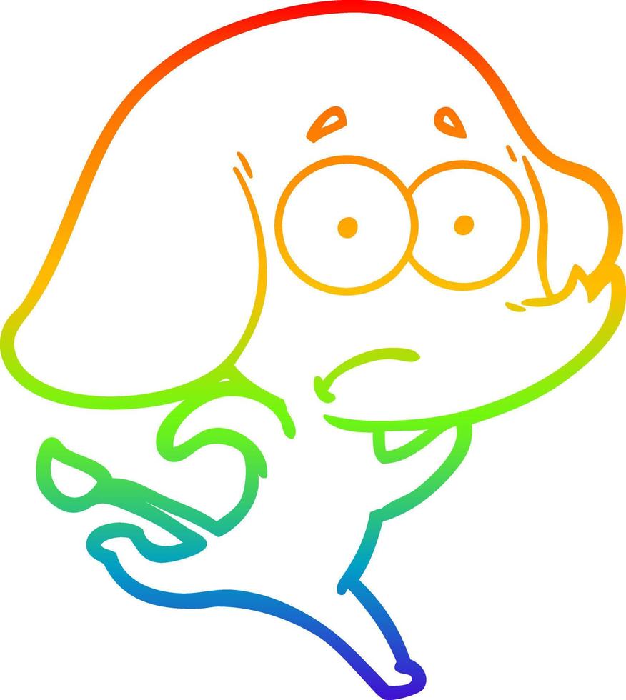 rainbow gradient line drawing cartoon unsure elephant running away vector