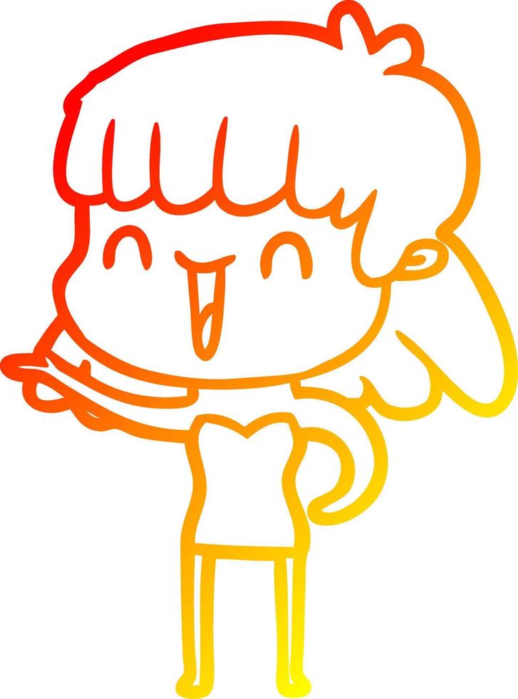 warm gradient line drawing cartoon woman vector