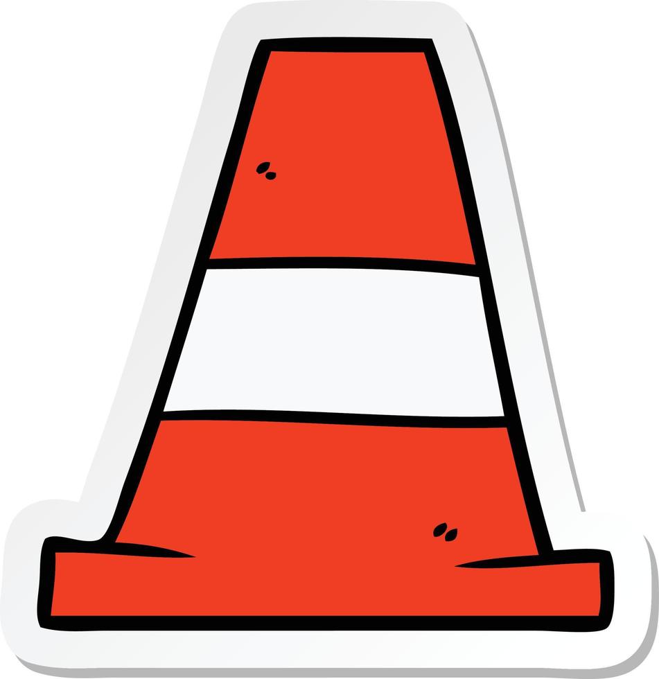 sticker of a cartoon road traffic cone vector