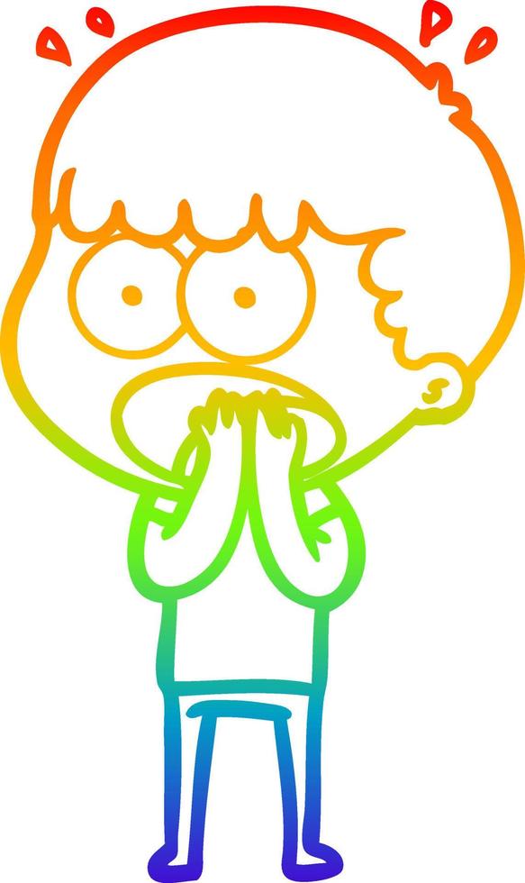 rainbow gradient line drawing cartoon shocked man vector