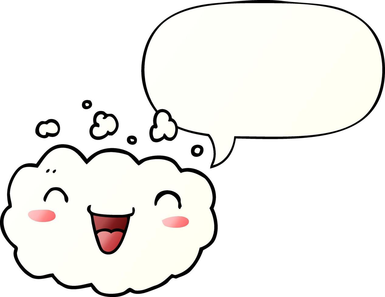 happy cartoon cloud and speech bubble in smooth gradient style vector