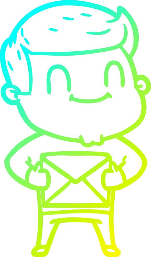 cold gradient line drawing cartoon friendly man vector