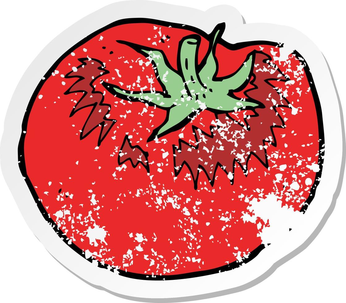 retro distressed sticker of a cartoon tomato vector