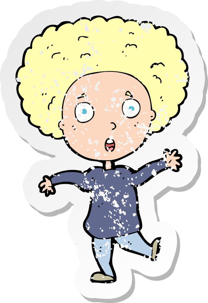 retro distressed sticker of a cartoon startled person vector