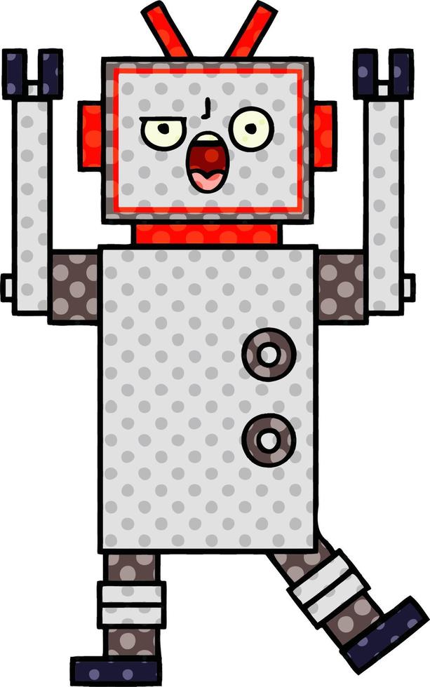 comic book style cartoon angry robot vector