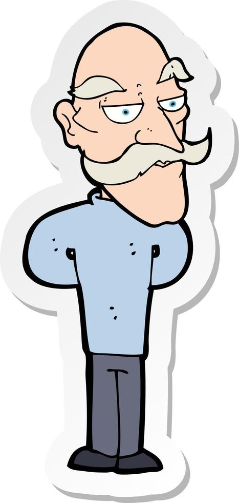 sticker of a cartoon old man with mustache vector