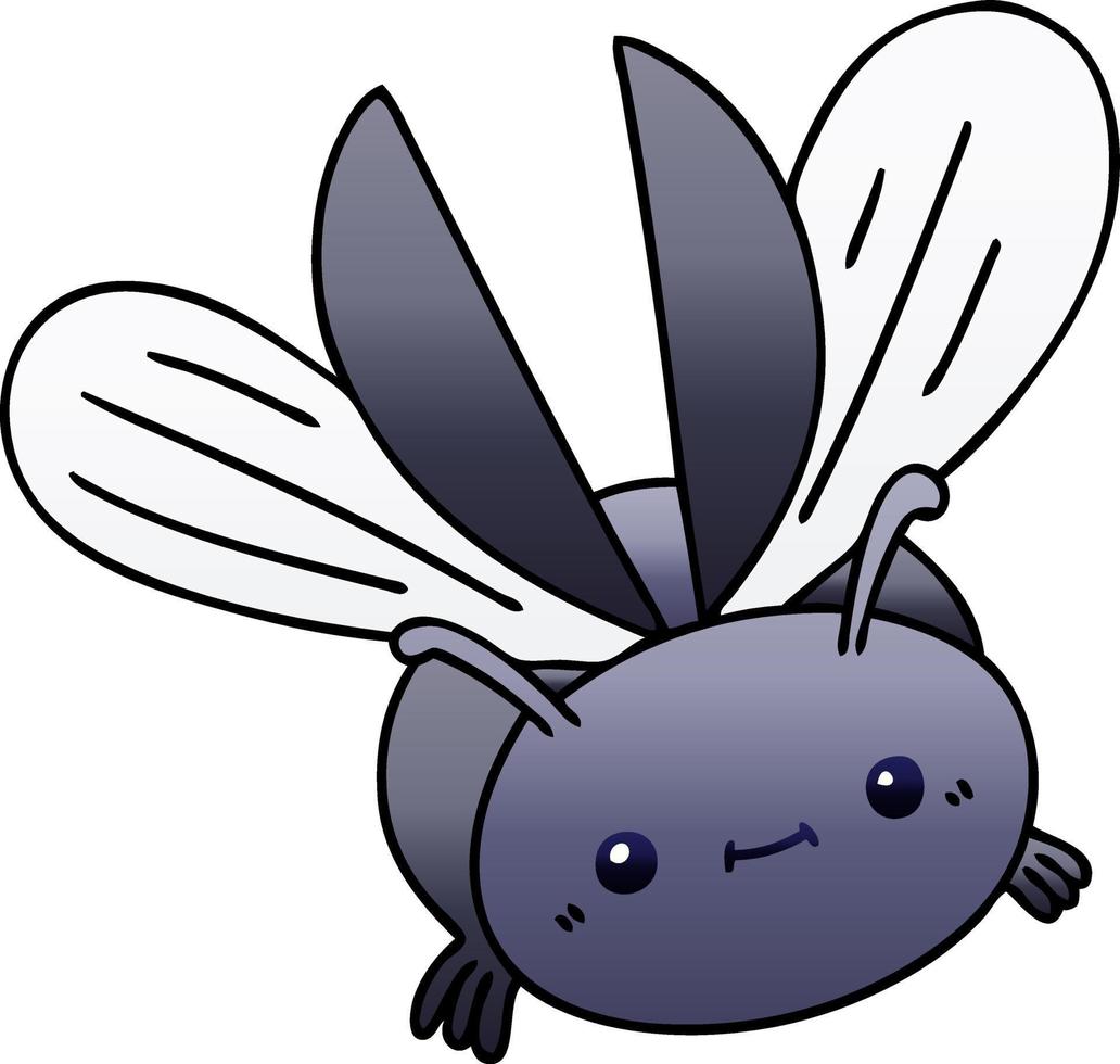 quirky gradient shaded cartoon flying beetle vector