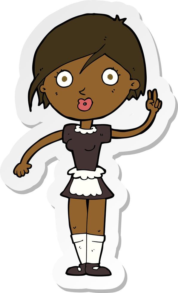 sticker of a cartoon waitress making hand gesture vector