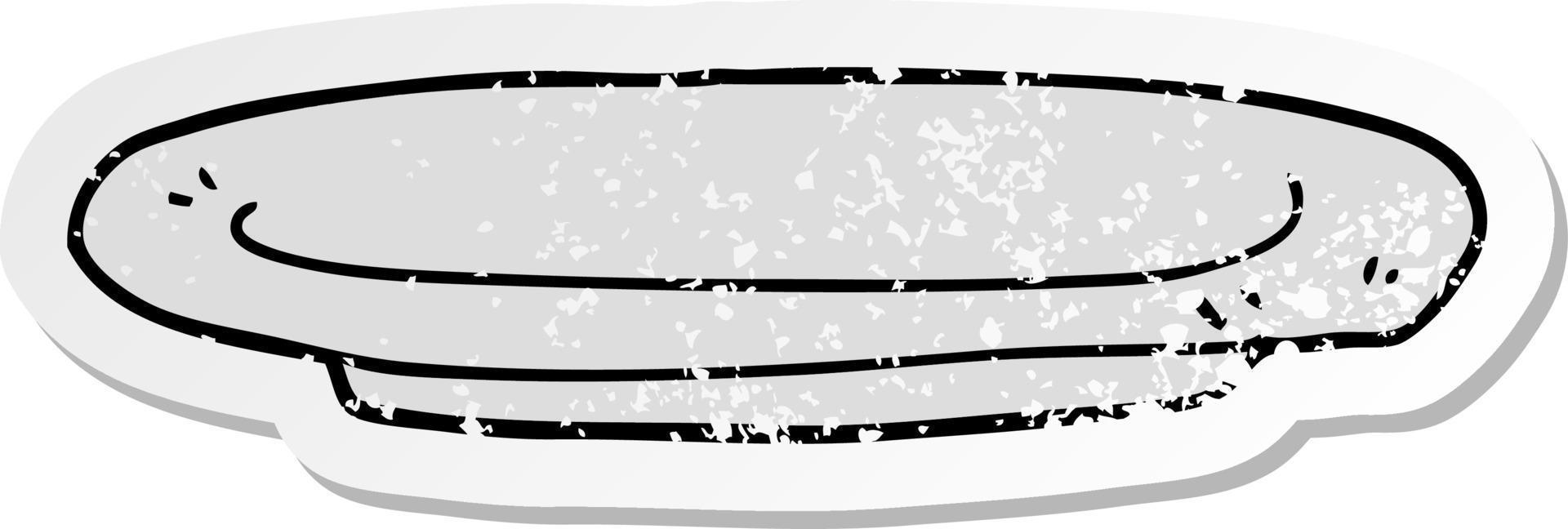 distressed sticker of a cartoon plate vector