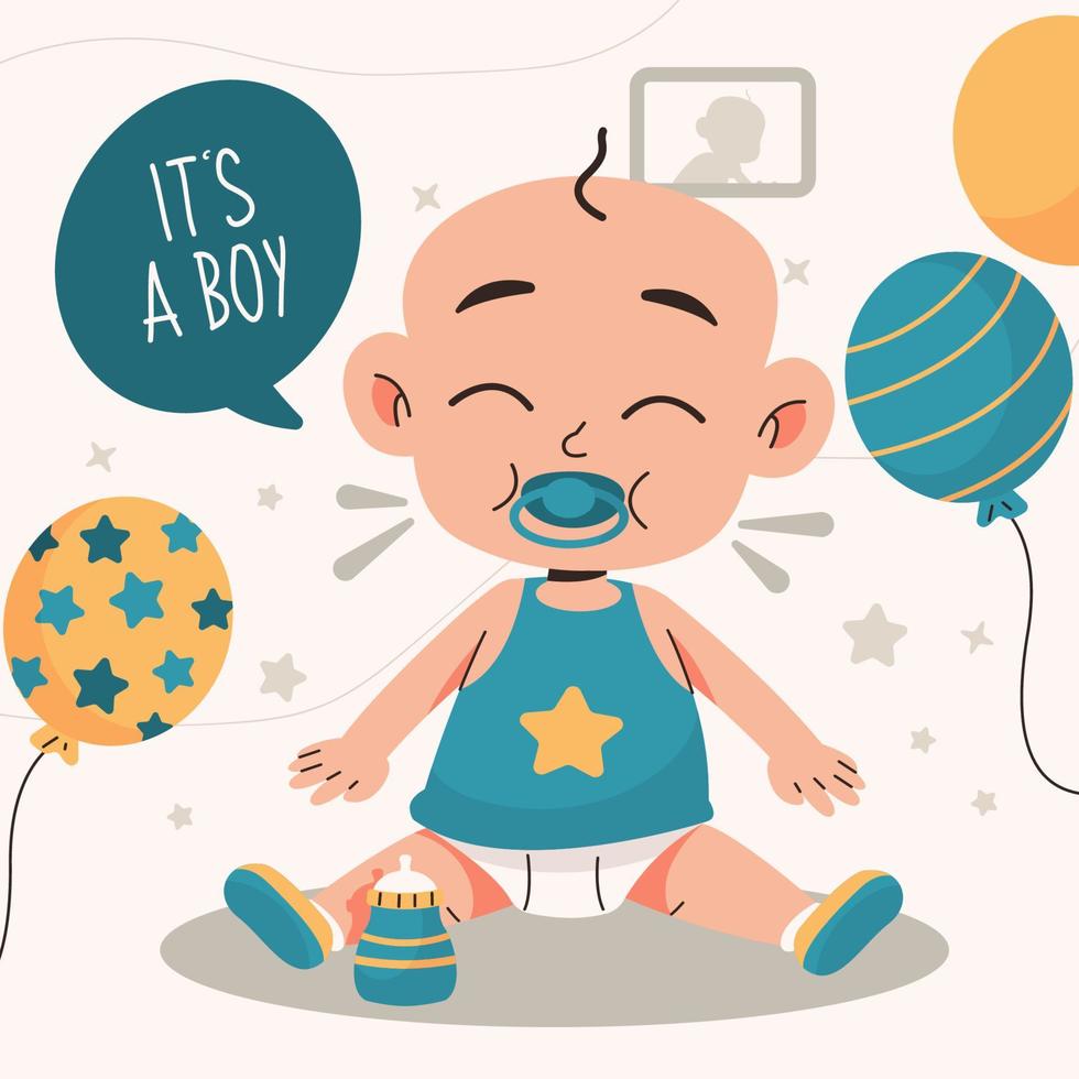 Cute Baby Boy Born Day Concept vector