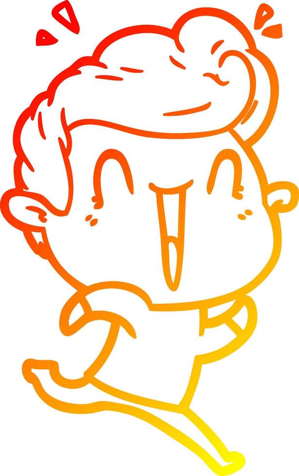 warm gradient line drawing cartoon excited man vector