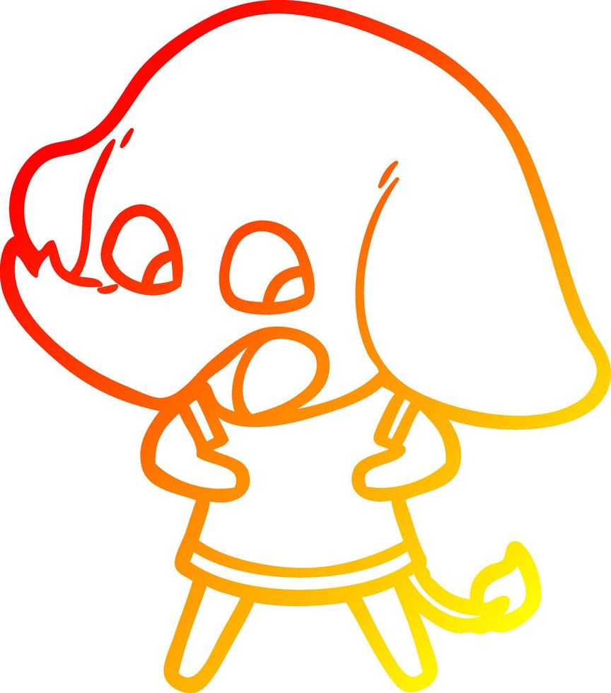 warm gradient line drawing cute cartoon elephant vector