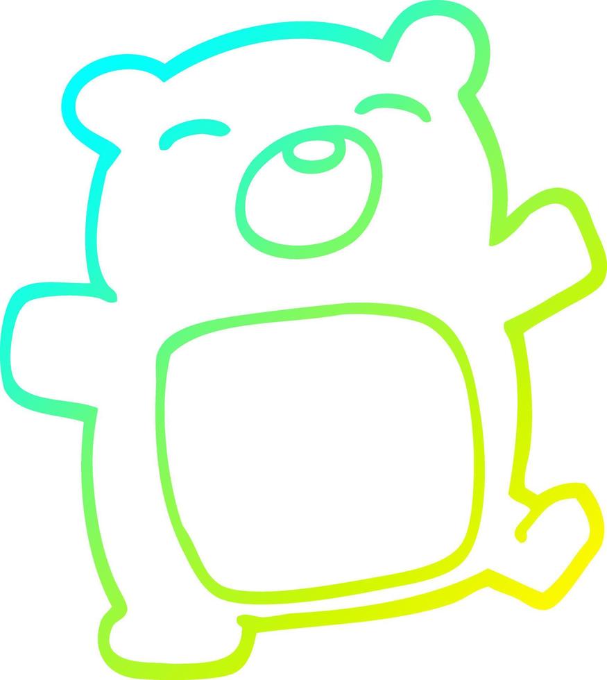 cold gradient line drawing cartoon teddy bear vector