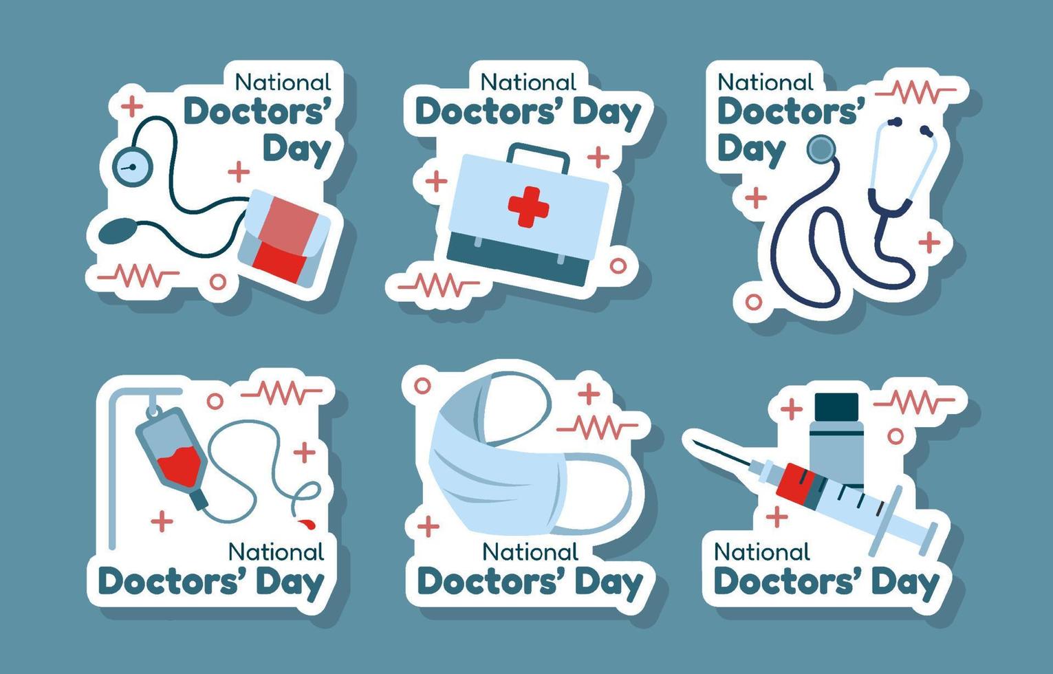 Flat Sticker National Doctors Day vector