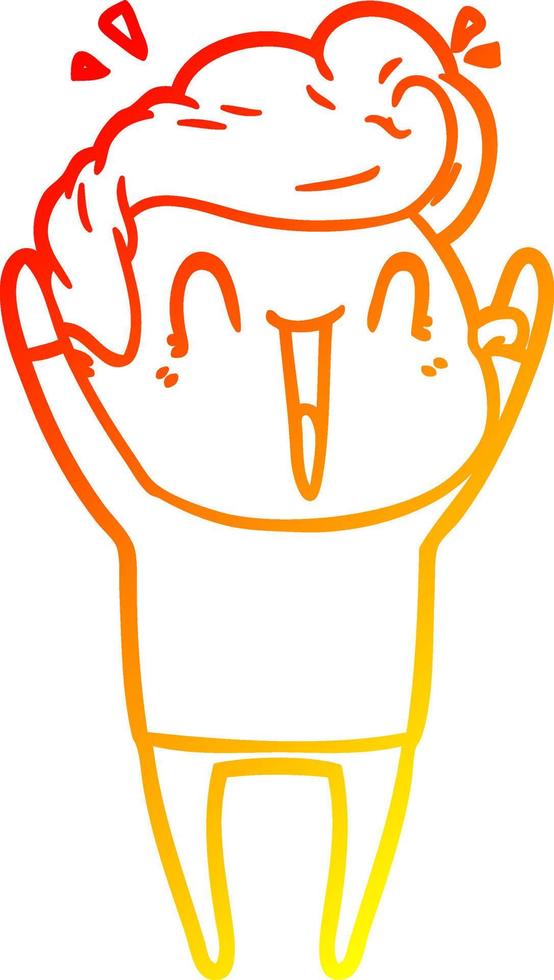 warm gradient line drawing cartoon excited man vector