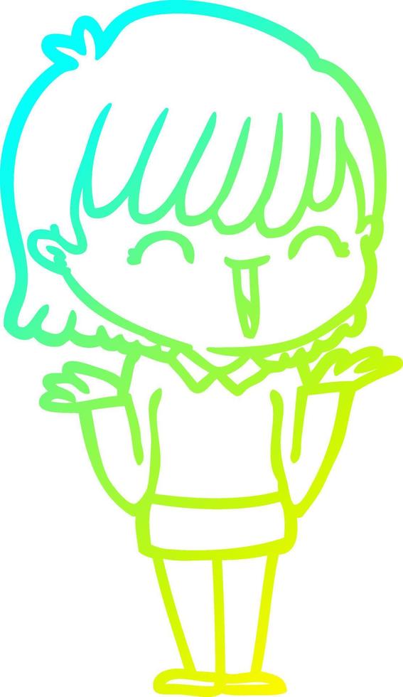 cold gradient line drawing cartoon woman vector