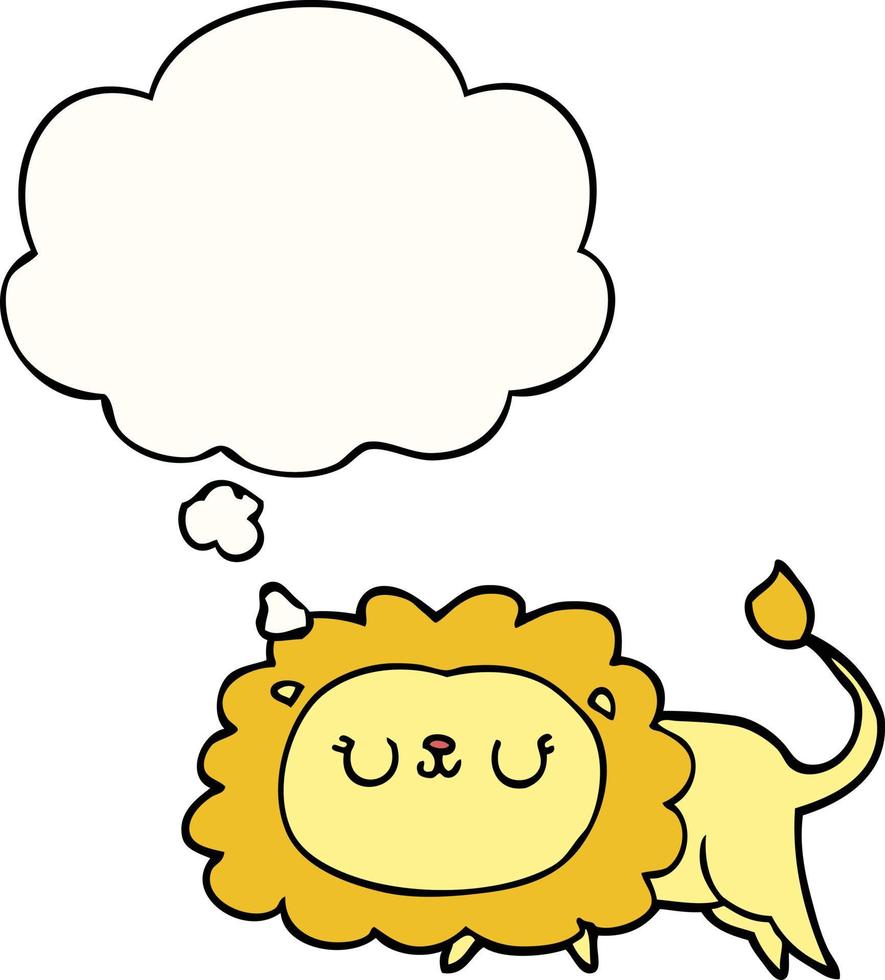cartoon lion and thought bubble vector