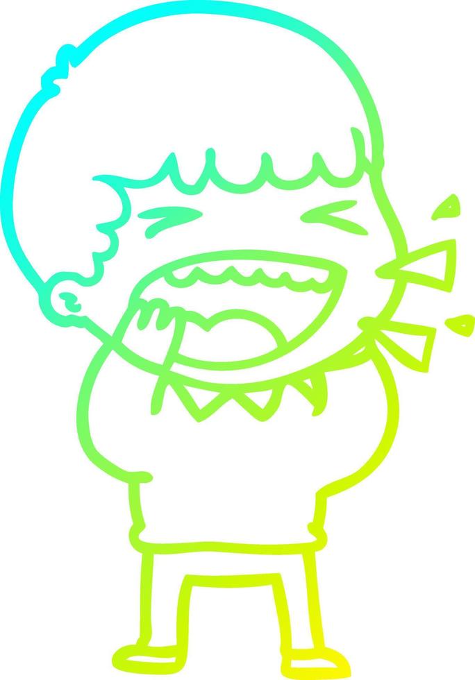 cold gradient line drawing cartoon laughing man vector