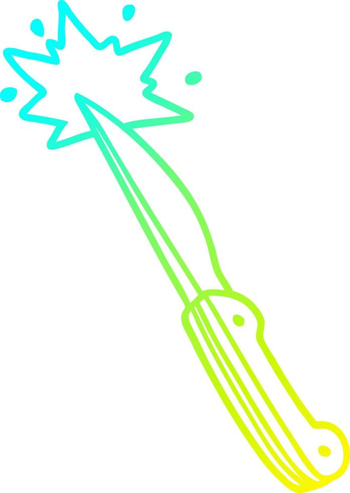 cuchillo de cocina afilado de dibujos animados de dibujo de línea de gradiente frío vector