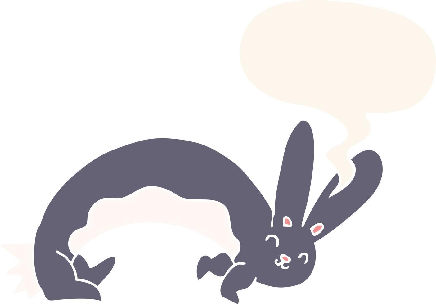 funny cartoon rabbit and speech bubble in retro style vector