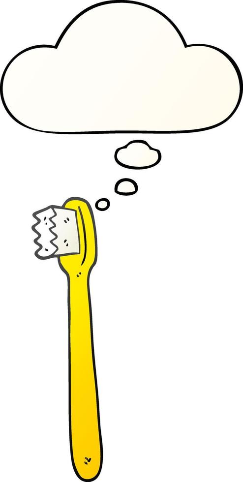 cartoon toothbrush and thought bubble in smooth gradient style vector