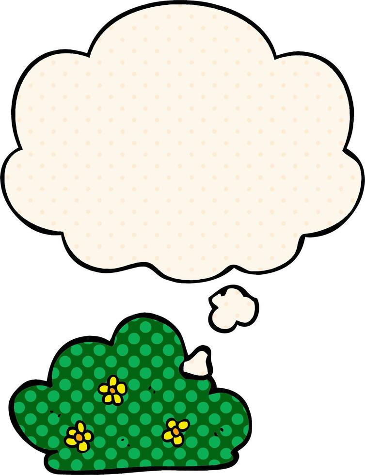 cartoon hedge and thought bubble in comic book style vector