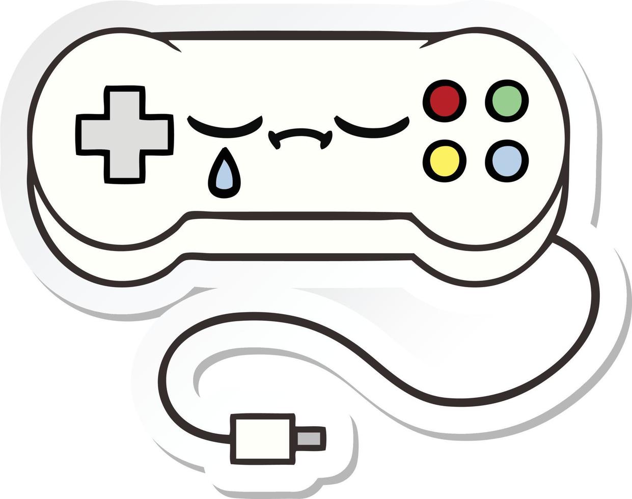 sticker of a cute cartoon game controller vector
