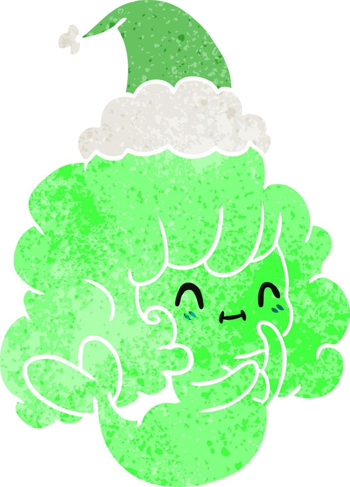 christmas retro cartoon of kawaii ghost vector